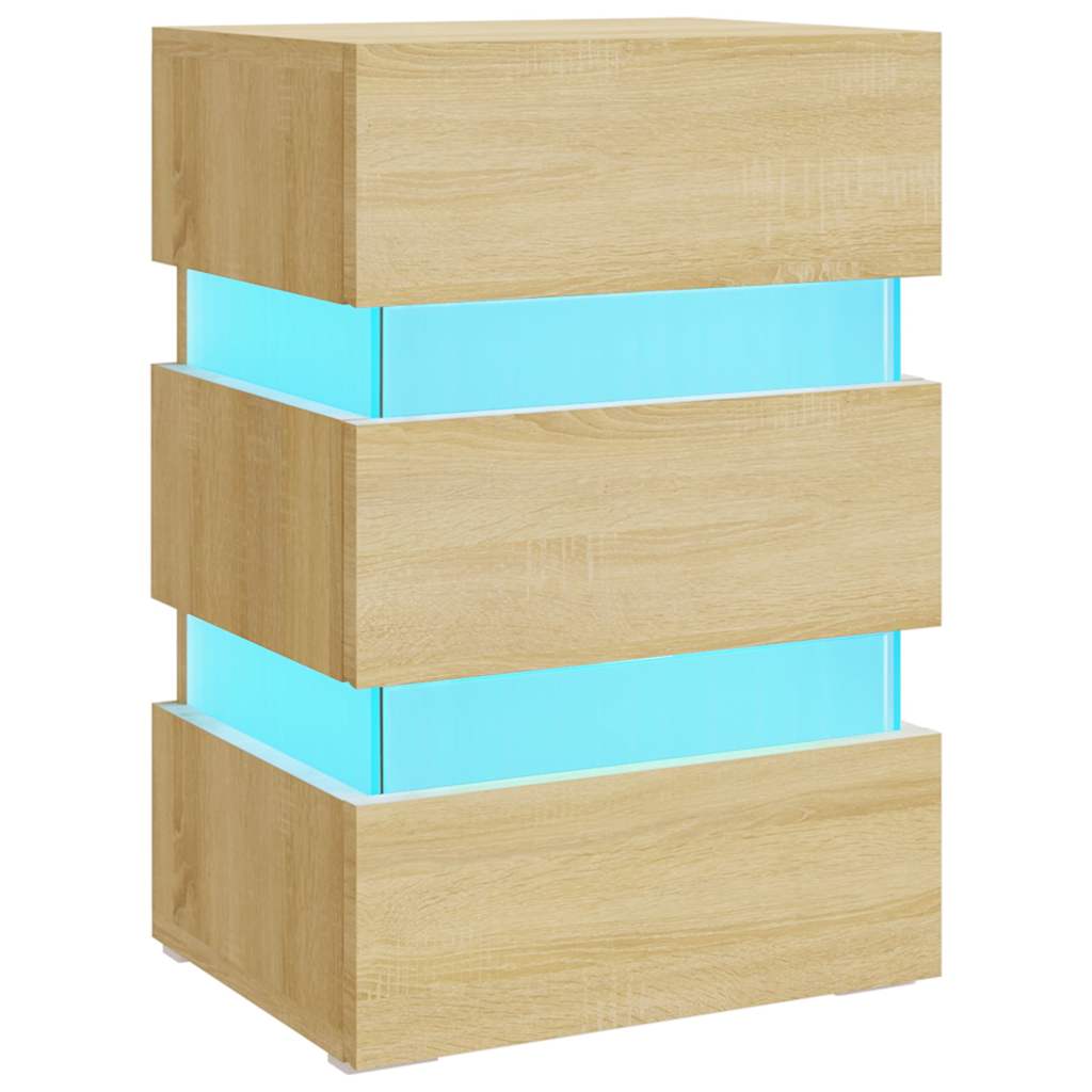 Comodino con Luci LED Sonoma 45x35x67 cm in Legno Multistrato - homemem39