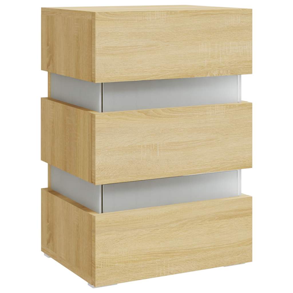 Comodino con Luci LED Sonoma 45x35x67 cm in Legno Multistrato | homemem39