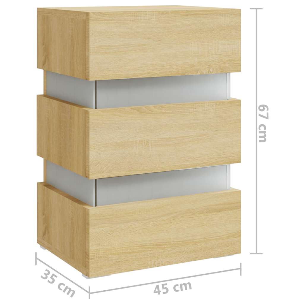 Comodino con Luci LED Sonoma 45x35x67 cm in Legno Multistrato | homemem39