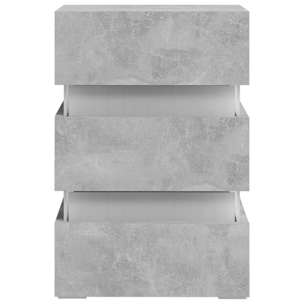 Comodino con LED Grigio Cemento 45x35x67cm in Legno Multistrato - homemem39