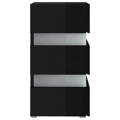 Comodino con LED Nero Lucido 45x35x67 cm in Legno Multistrato | homemem39