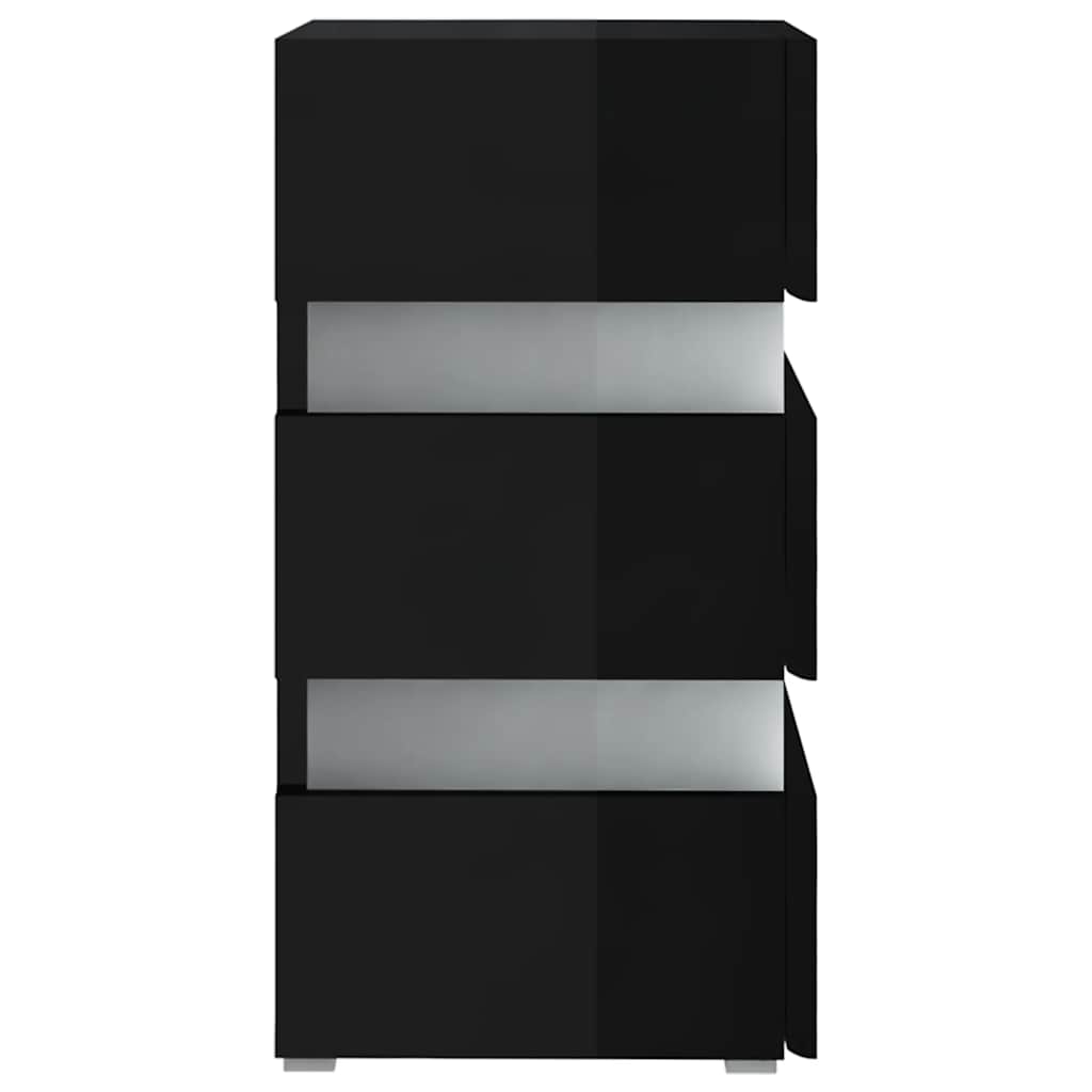 Comodino con LED Nero Lucido 45x35x67 cm in Legno Multistrato - homemem39