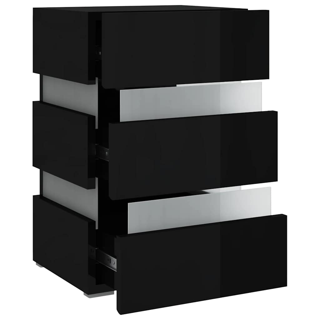 Comodino con LED Nero Lucido 45x35x67 cm in Legno Multistrato | homemem39