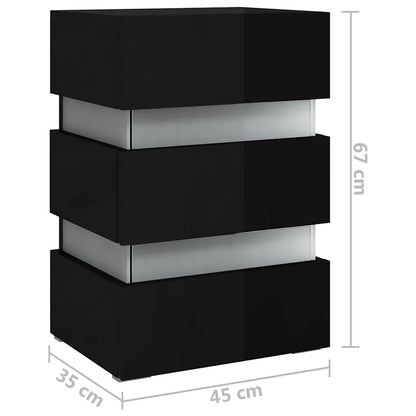 Comodino con LED Nero Lucido 45x35x67 cm in Legno Multistrato | homemem39
