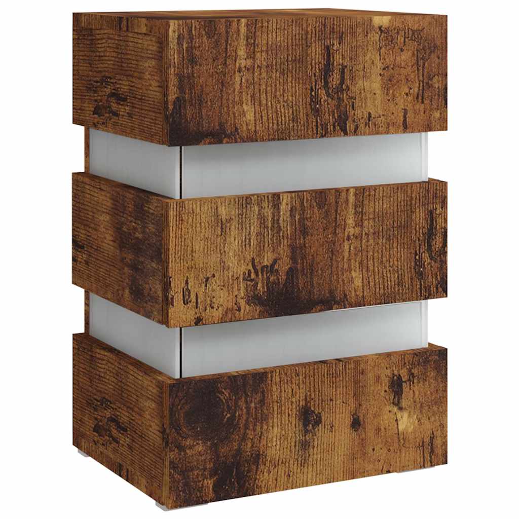 Comodino con LED Rovere Fumo 45x35x67 cm in Legno Multistrato
