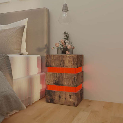 Comodino con LED Rovere Fumo 45x35x67 cm in Legno Multistrato