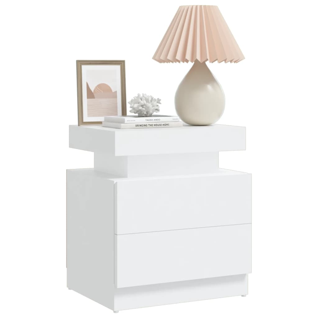 Comodino Bianco 45x35x52 cm in Legno Multistrato | homemem39