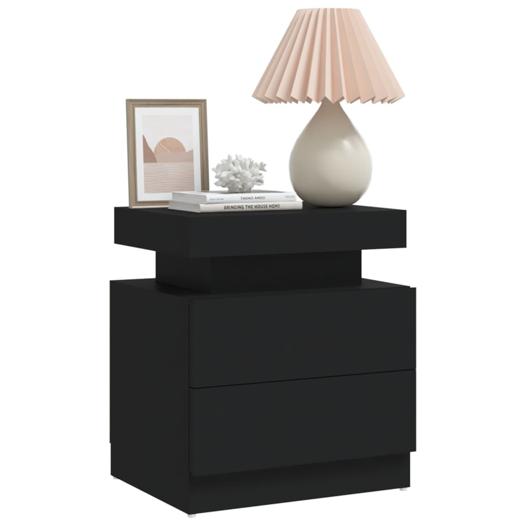 Comodino Nero 45x35x52 cm in Legno Multistrato - homemem39