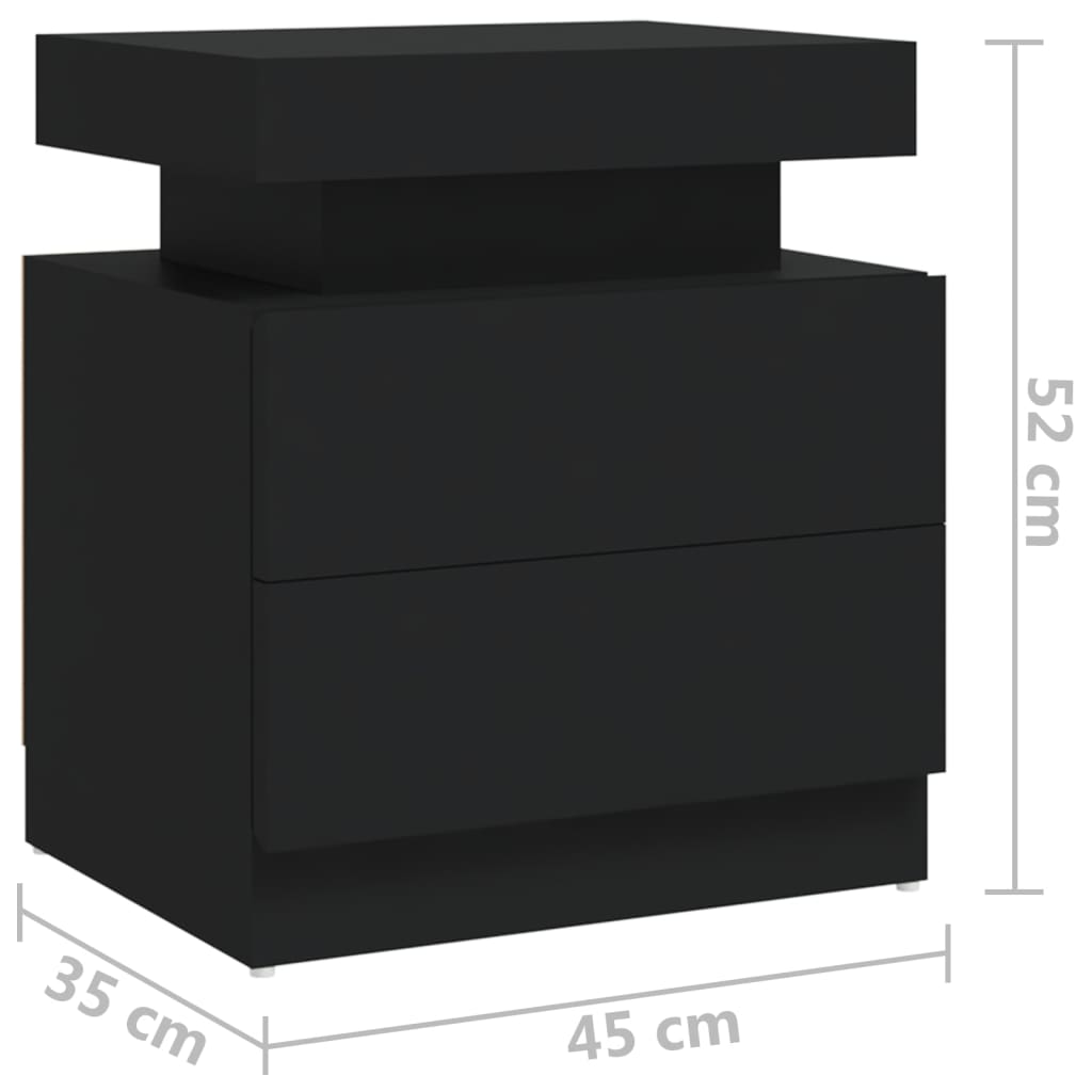 Comodino Nero 45x35x52 cm in Legno Multistrato | homemem39