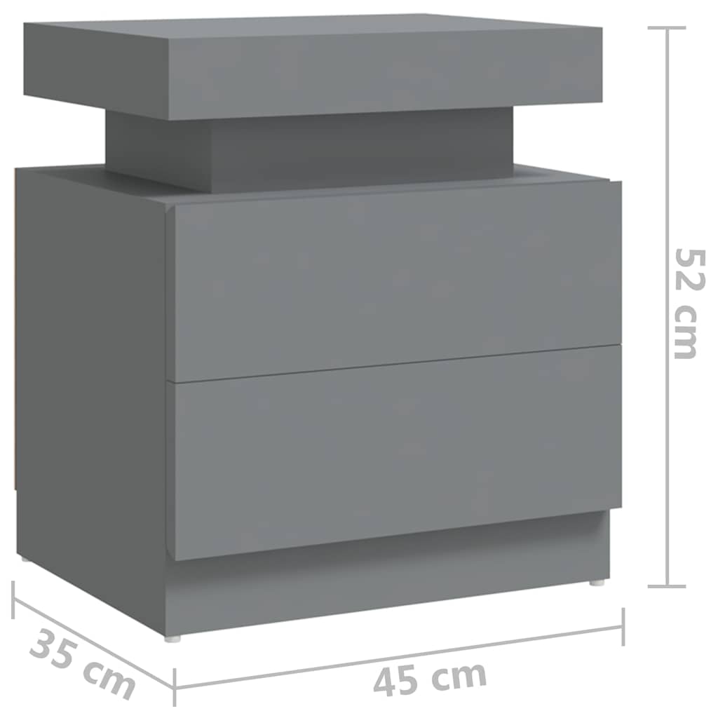 Comodino Grigio 45x35x52 cm in Legno Multistrato