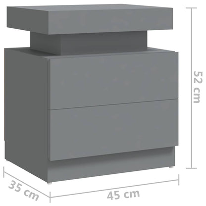 Comodino Grigio 45x35x52 cm in Legno Multistrato
