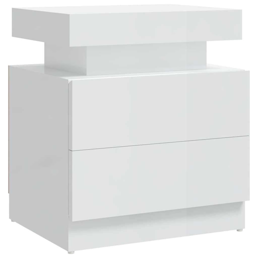 Comodino Bianco Lucido 45x35x52 cm in Legno Multistrato