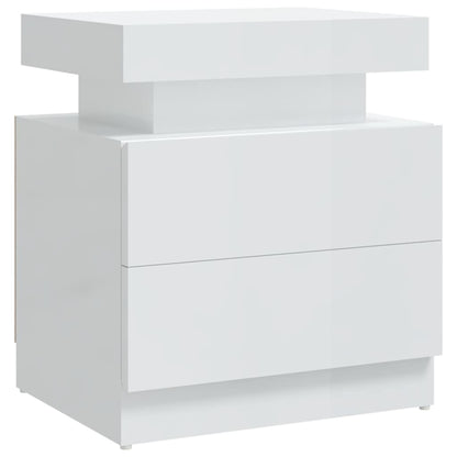 Comodino Bianco Lucido 45x35x52 cm in Legno Multistrato