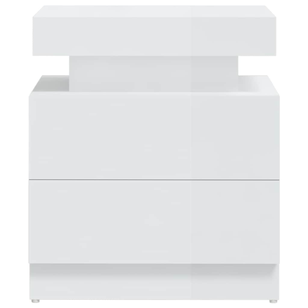 Comodino Bianco Lucido 45x35x52 cm in Legno Multistrato