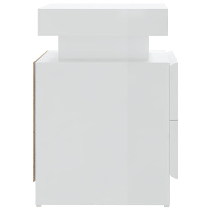 Comodino Bianco Lucido 45x35x52 cm in Legno Multistrato - homemem39
