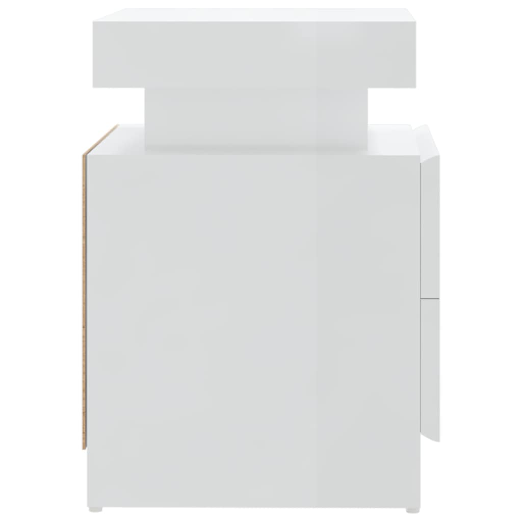 Comodino Bianco Lucido 45x35x52 cm in Legno Multistrato