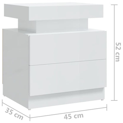 Comodino Bianco Lucido 45x35x52 cm in Legno Multistrato