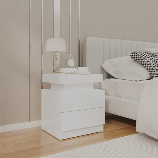 Comodino Bianco Lucido 45x35x52 cm in Legno Multistrato - homemem39