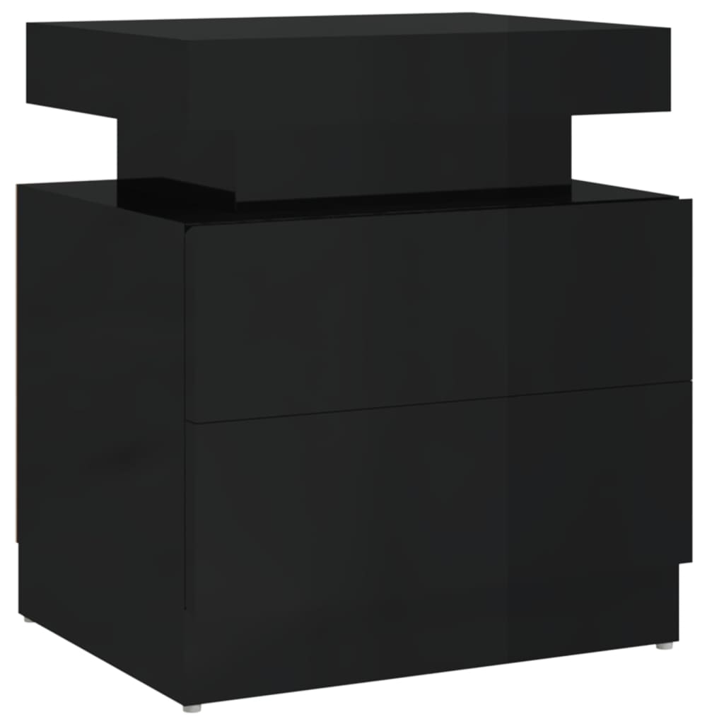 Comodino Nero Lucido 45x35x52 cm in Legno Multistrato - homemem39