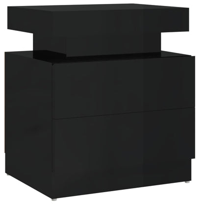 Comodino Nero Lucido 45x35x52 cm in Legno Multistrato - homemem39