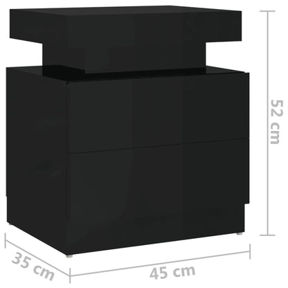 Comodino Nero Lucido 45x35x52 cm in Legno Multistrato - homemem39