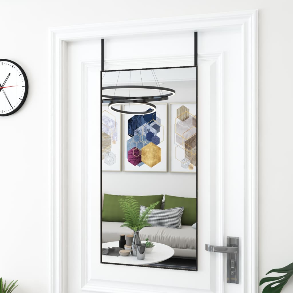 Specchio da Porta Nero 50x100 cm in Vetro e Alluminio | homemem39
