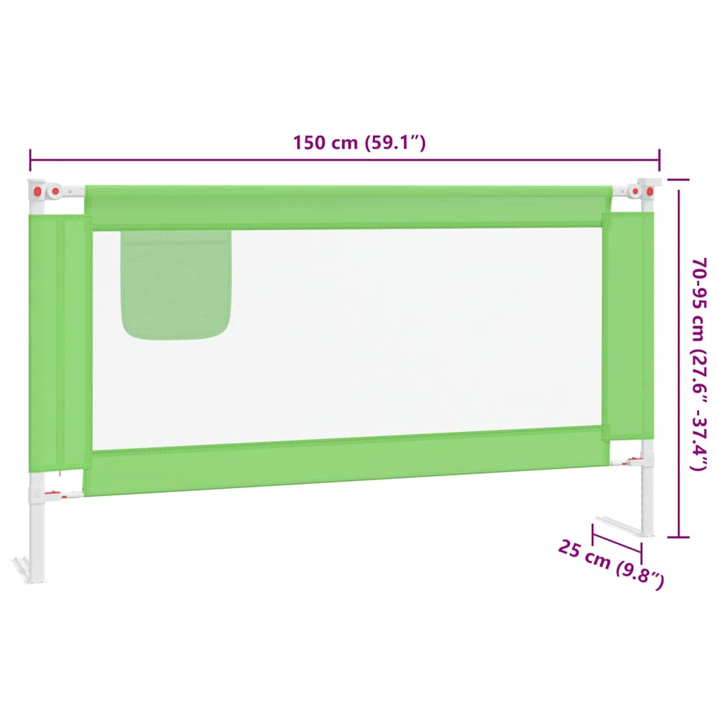 Sponda Letto di Sicurezza per Bambini Verde 150x25cm in Tessuto | homemem39