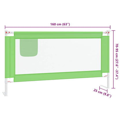 Sponda Letto di Sicurezza per Bambini Verde 160x25cm in Tessuto - homemem39