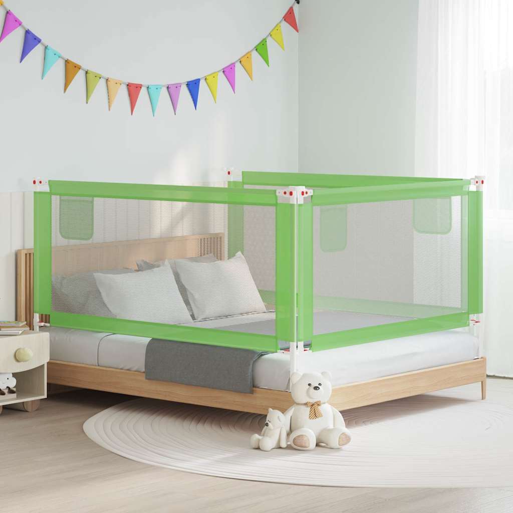 Sponda Letto di Sicurezza per Bambini Verde 180x25cm in Tessuto