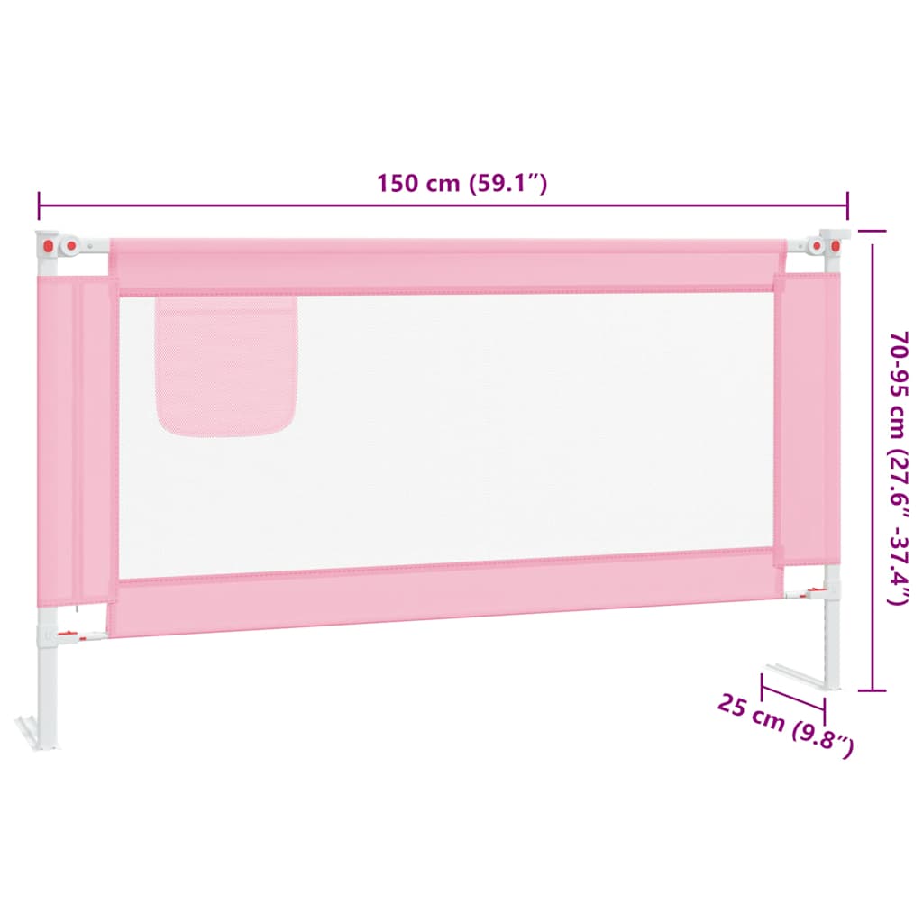 Sponda Letto di Sicurezza per Bambini Rosa 150x25 cm Tessuto | homemem39