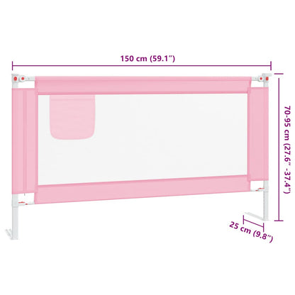 Sponda Letto di Sicurezza per Bambini Rosa 150x25 cm Tessuto | homemem39