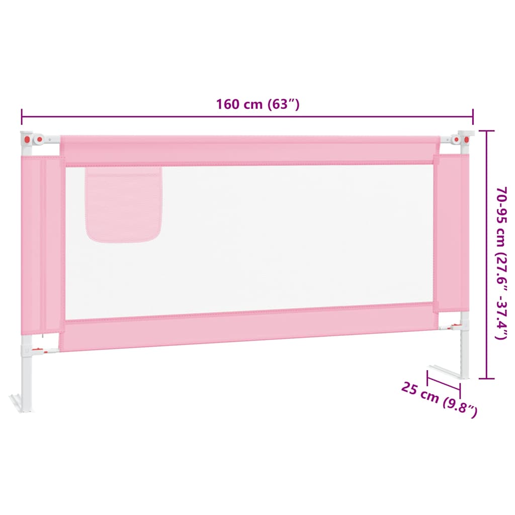 Sponda Letto di Sicurezza per Bambini Rosa 160x25 cm Tessuto | homemem39