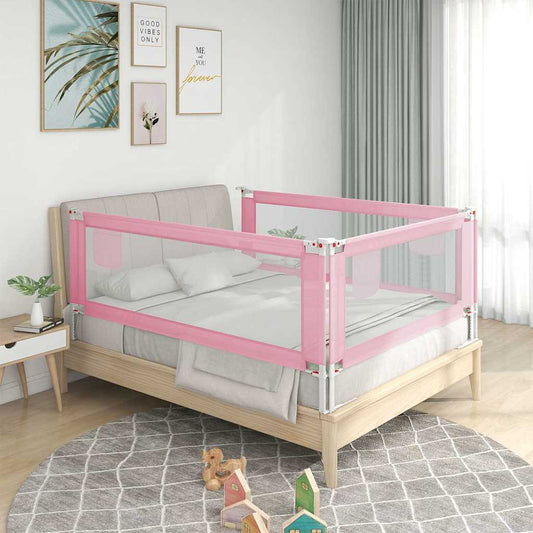 Sponda Letto di Sicurezza per Bambini Rosa 160x25 cm Tessuto - homemem39