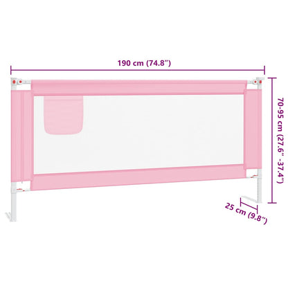 Sponda Letto di Sicurezza per Bambini Rosa 190x25 cm Tessuto | homemem39