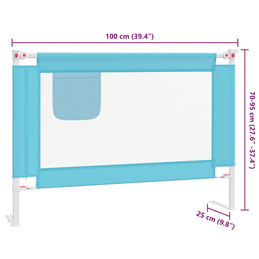 Sponda Letto di Sicurezza per Bambini Blu 100x25 cm in Tessuto | homemem39