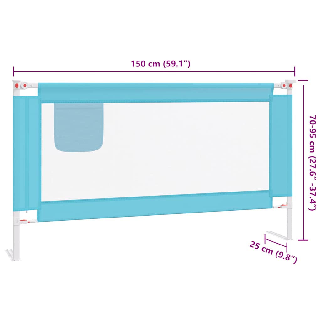 Sponda Letto di Sicurezza per Bambini Blu 150x25 cm in Tessuto | homemem39