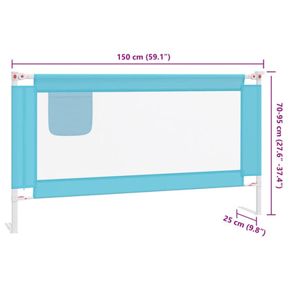 Sponda Letto di Sicurezza per Bambini Blu 150x25 cm in Tessuto | homemem39