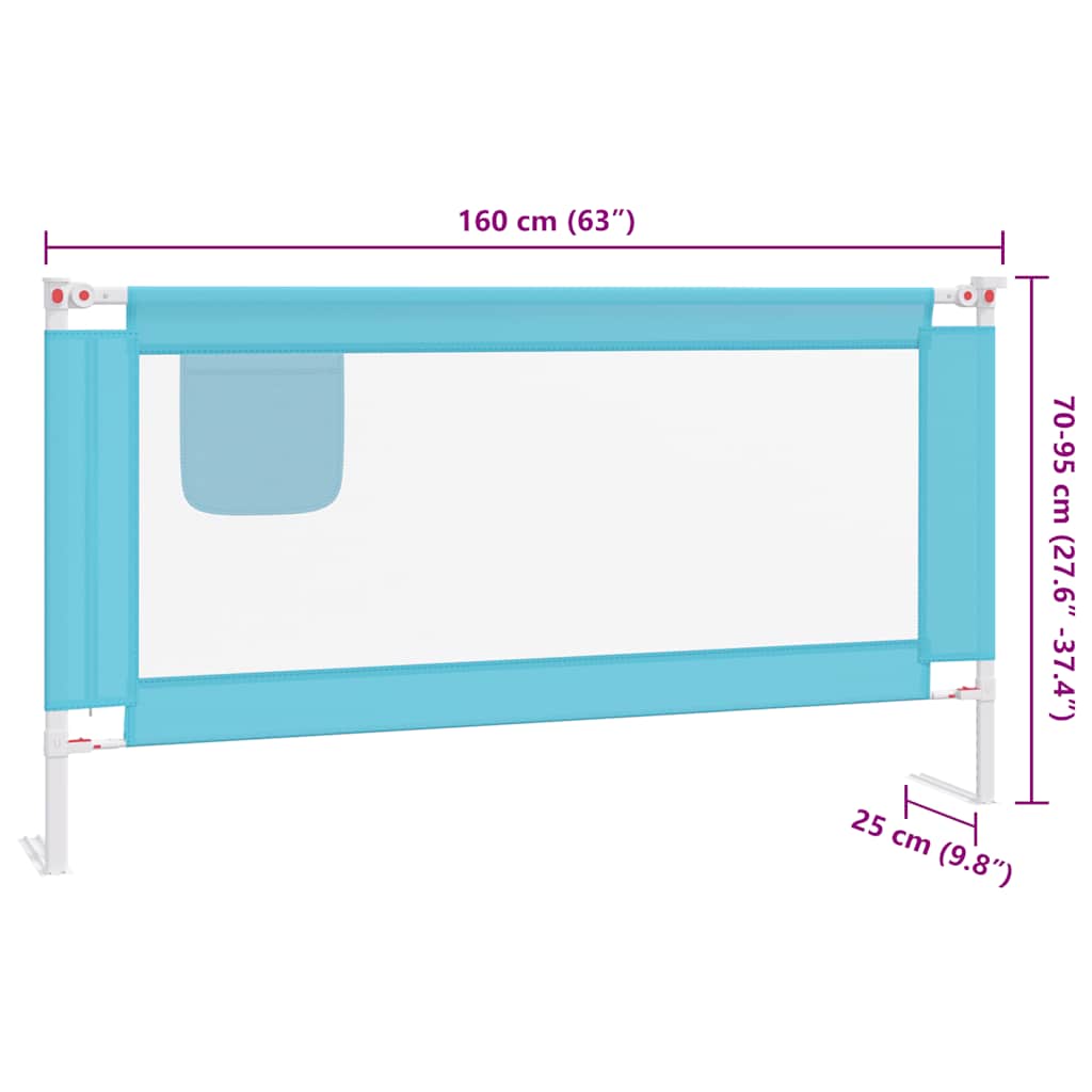Sponda Letto di Sicurezza per Bambini Blu 160x25 cm in Tessuto - homemem39