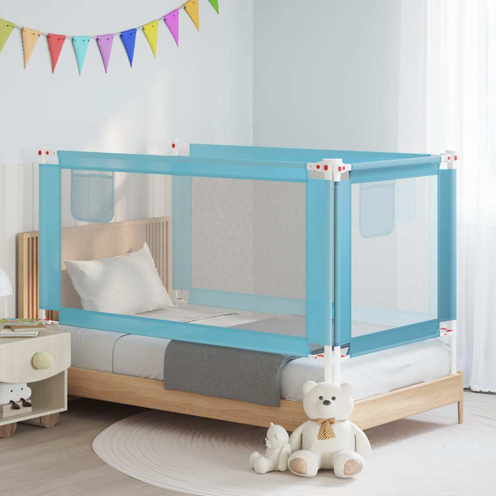 Sponda Letto di Sicurezza per Bambini Blu 160x25 cm in Tessuto | homemem39