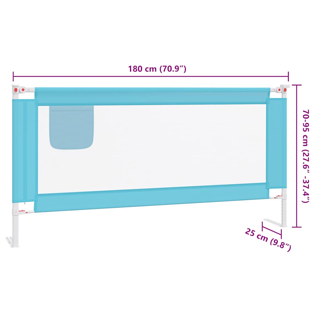 Sponda Letto di Sicurezza per Bambini Blu 180x25 cm in Tessuto | homemem39