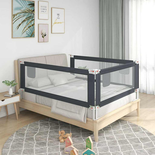 Sponda Letto Sicurezza Bambini Grigio Scuro 90x25 cm Tessuto - homemem39