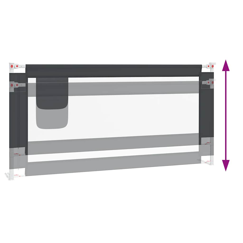 Sponda Letto Sicurezza Bambini Grigio Scuro 190x25 cm Tessuto | homemem39