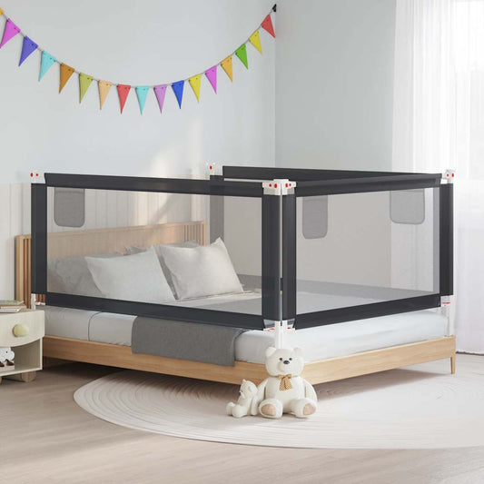 Sponda Letto Sicurezza Bambini Grigio Scuro 190x25 cm Tessuto | homemem39