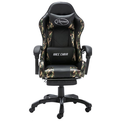 Sedia da Gaming con Poggiapiedi Nera e Mimetica in Similpelle - homemem39