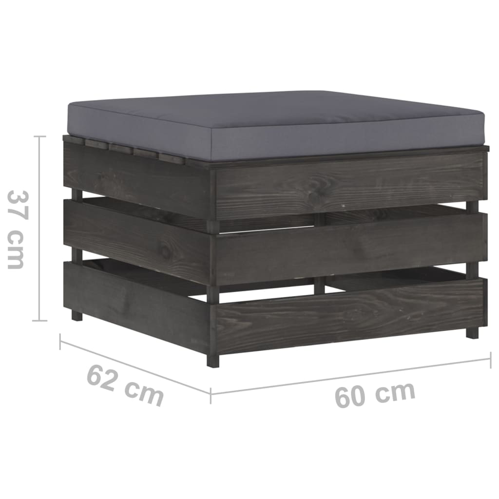 Ottomana Modulare con Cuscino Grigio in Legno Impregnato - homemem39