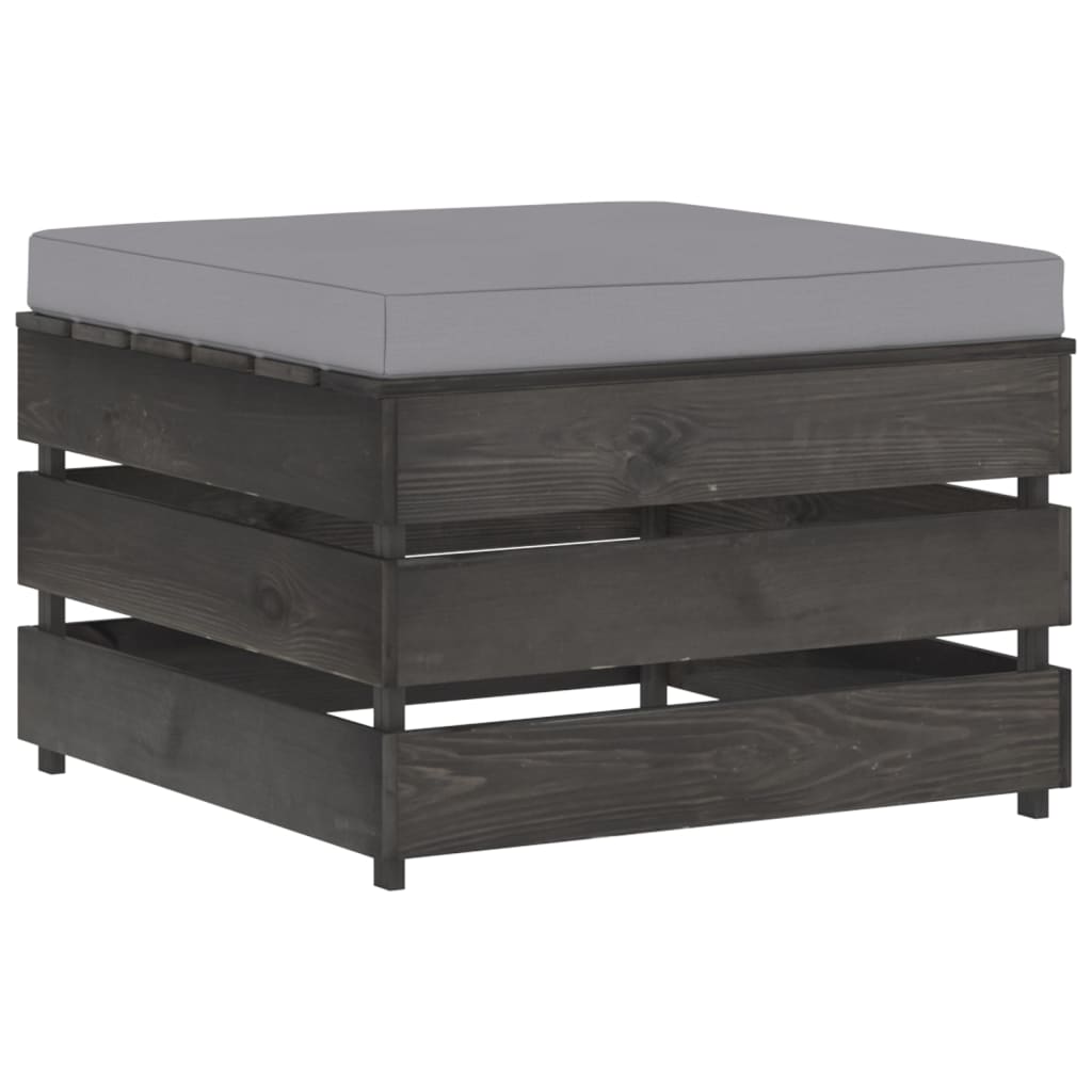 Ottomana Modulare con Cuscino in Legno Impregnato Grigio - homemem39