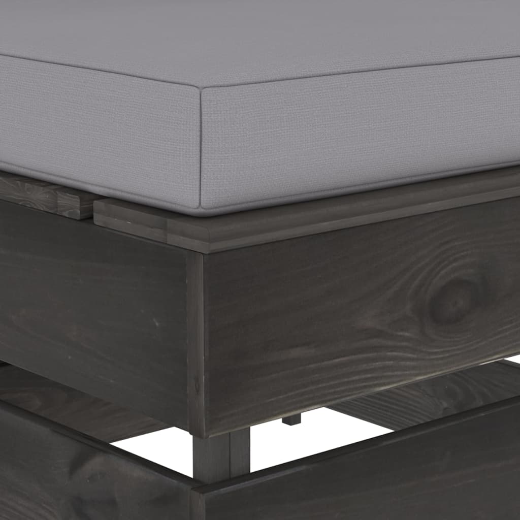 Ottomana Modulare con Cuscino in Legno Impregnato Grigio - homemem39