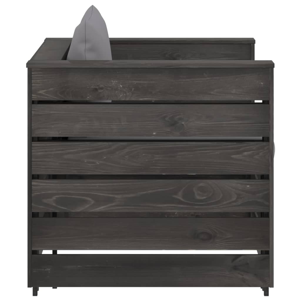 Set Salotto da Giardino 2pz con Cuscini Legno Impregnato Grigio | homemem39