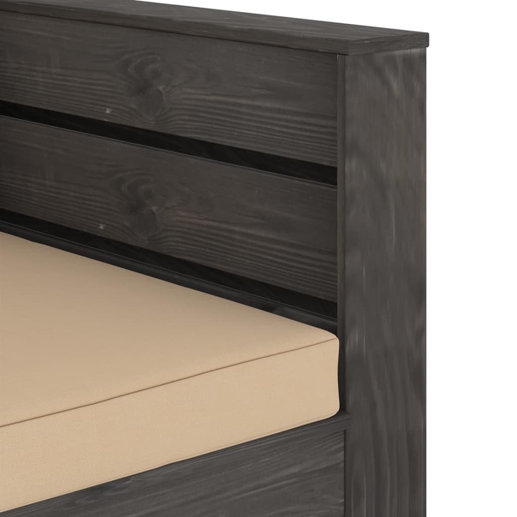 Set Salotto da Giardino 2pz con Cuscini Legno Impregnato Grigio | homemem39