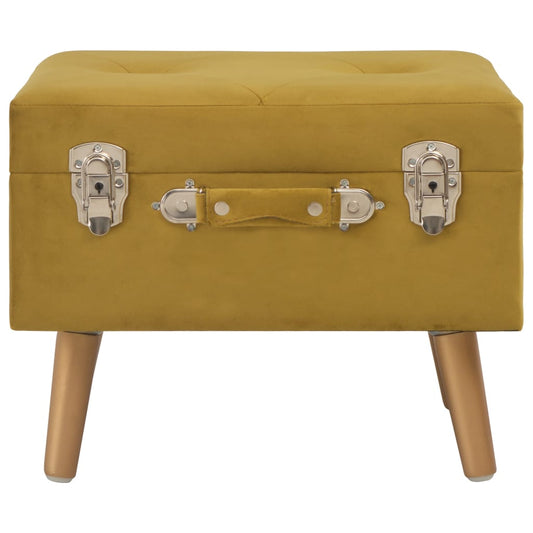 Sgabello con Contenitore 40 cm Giallo Senape in Velluto - homemem39